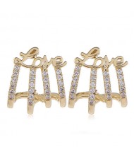 Rhonestone Embellished Love Theme Copper Fashion Women Earrings