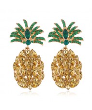 Rhinestone Pineapple Shining Style Women Alloy Stud Earrings - Champagne
