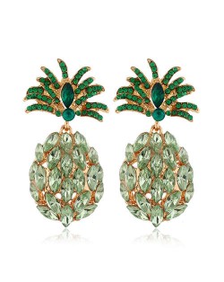 Rhinestone Pineapple Shining Style Women Alloy Stud Earrings - Green