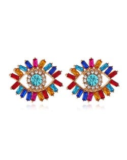 Shining Rhinestone Graceful Fashion Eye Design Alloy Women Stud Earrings - Multicolor