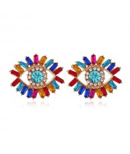 Shining Rhinestone Graceful Fashion Eye Design Alloy Women Stud Earrings - Multicolor