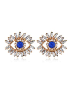 Shining Rhinestone Graceful Fashion Eye Design Alloy Women Stud Earrings - White