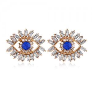 Shining Rhinestone Graceful Fashion Eye Design Alloy Women Stud Earrings - White