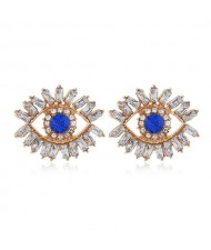 Shining Rhinestone Graceful Fashion Eye Design Alloy Women Stud Earrings - White