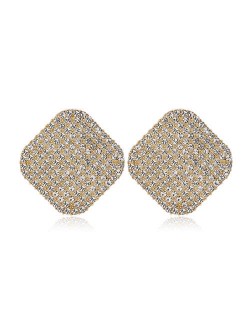 Rhinestone Embellished Square Shape High Fashion Women Alloy Earrings