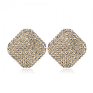 Rhinestone Embellished Square Shape High Fashion Women Alloy Earrings