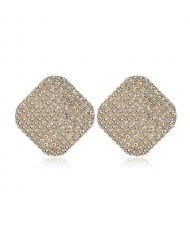Rhinestone Embellished Square Shape High Fashion Women Alloy Earrings