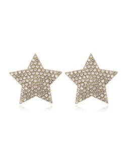 Rhinestone Embellished Star Design High Fashion Women Alloy Earrings
