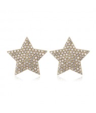Rhinestone Embellished Star Design High Fashion Women Alloy Earrings