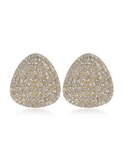 Rhinestone Embellished Oval Shape Women Alloy Stud Earrings