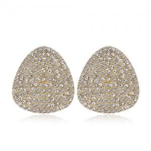 Rhinestone Embellished Oval Shape Women Alloy Stud Earrings