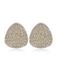 Rhinestone Embellished Oval Shape Women Alloy Stud Earrings