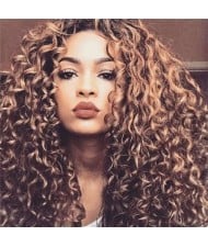 African Curly Style Middle Side Part Fluffy Long Hair Women Synthetic Wig