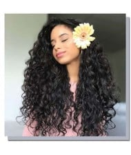 African Curly Style Middle Side Part Fluffy Long Hair Women Synthetic Wig