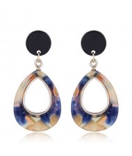 Resin Waterdrop Western High Fashion Women Hoop Earrings - Blue and Brown
