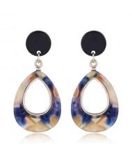 Resin Waterdrop Western High Fashion Women Hoop Earrings - Blue and Brown