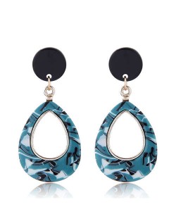 Resin Waterdrop Western High Fashion Women Hoop Earrings - Green