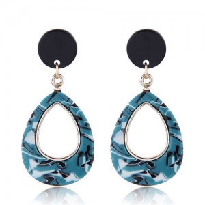 Resin Waterdrop Western High Fashion Women Hoop Earrings - Green