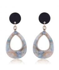 Resin Waterdrop Western High Fashion Women Hoop Earrings - Light Brown and Blue