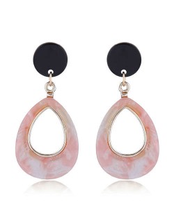 Resin Waterdrop Western High Fashion Women Hoop Earrings - Pink