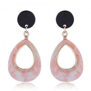 Resin Waterdrop Western High Fashion Women Hoop Earrings - Pink