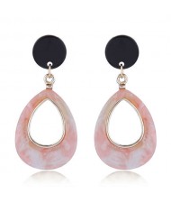 Resin Waterdrop Western High Fashion Women Hoop Earrings - Pink