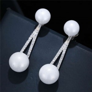 Pearl Fashion Graceful Office Lady Style Women Costume Earrings