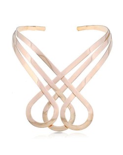 Irregular Punk Bold Fashion Unique Design Women Alloy Necklet - Golden