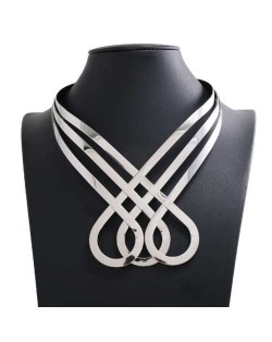 Irregular Punk Bold Fashion Unique Design Women Alloy Necklet - Silver