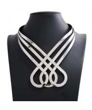 Irregular Punk Bold Fashion Unique Design Women Alloy Necklet - Silver