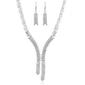 Exaggerating Fashion Punk Style Arrow Chain Alloy Costume Necklace and Earrings Set - Silver