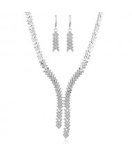 Exaggerating Fashion Punk Style Arrow Chain Alloy Costume Necklace and Earrings Set - Silver