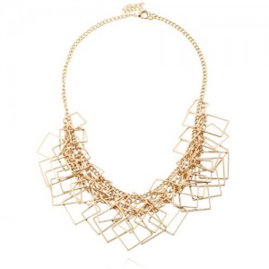 Alloy Sequins High Fashion Women Bib Necklace - Golden
