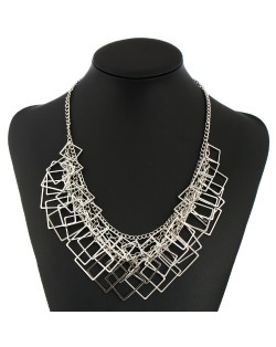 Alloy Sequins High Fashion Women Bib Necklace - Silver