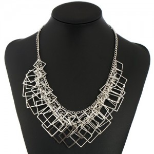 Alloy Sequins High Fashion Women Bib Necklace - Silver