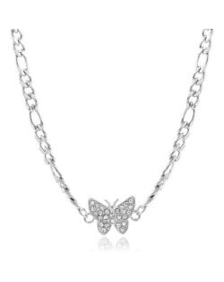 Rhinestone Butterfly Pendant Internet Celebrities Preferred High Fashion Women Statement Necklace