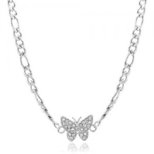Rhinestone Butterfly Pendant Internet Celebrities Preferred High Fashion Women Statement Necklace