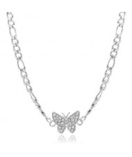 Rhinestone Butterfly Pendant Internet Celebrities Preferred High Fashion Women Statement Necklace