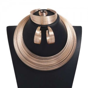 Wire Bundle Design High Fashion 4 pcs Women Alloy Costume Jewelry Set