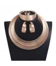 Wire Bundle Design High Fashion 4 pcs Women Alloy Costume Jewelry Set