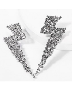 Shining Bolt of Lightning Creative Design Alloy Women Earrings - Silver