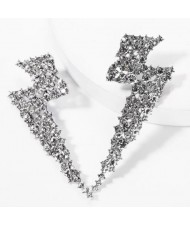 Shining Bolt of Lightning Creative Design Alloy Women Earrings - Silver