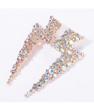 Shining Bolt of Lightning Creative Design Alloy Women Earrings - Golden