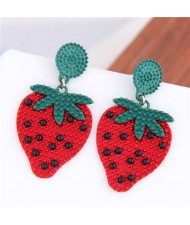 Korean Fashion Strawberry Design Sweet Style Women Alloy Earrings