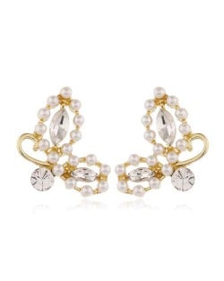 Korean Fashion Romantic Style Rhinestone Butterfly Design Women Statement Earrings - White