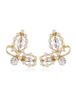 Korean Fashion Romantic Style Rhinestone Butterfly Design Women Statement Earrings - White