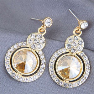 Glistening Rhinestone Gem Fashion Luxurious Design Women Alloy Stud Earrings - Champagne