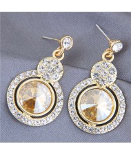 Glistening Rhinestone Gem Fashion Luxurious Design Women Alloy Stud Earrings - Champagne