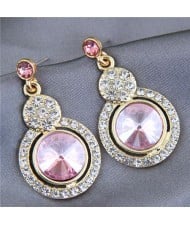 Glistening Rhinestone Gem Fashion Luxurious Design Women Alloy Stud Earrings - Pink
