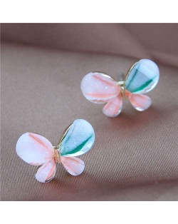 Colorful Resin Butterfly Sweet Fashion Women Stud Earrings